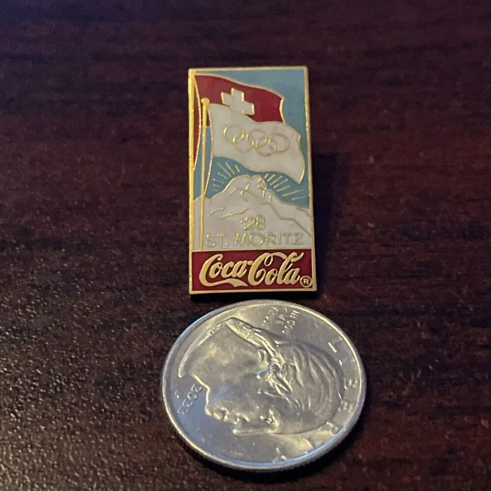 Vintage‎ Coca-Cola Coke 1928 Winter Olympics St. Moritz Lapel Hat Pin